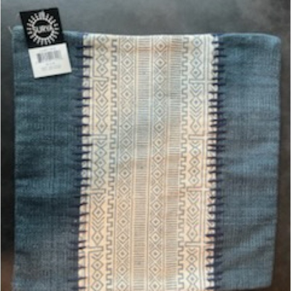 Two Surya Blue and Cream Accent Pillows